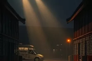 潮汐来信剧照，海岛邮局的木质信箱与退潮后的礁石滩